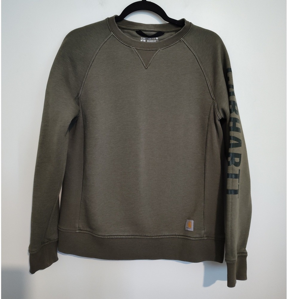 Carhartt Womens Relaxed Fit Logo Graphic Sweatshirt Olive Green Medium 104410